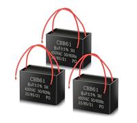 CBB61 450V AC 8uf 50/60HZ Condensador de arranque,Condensador de motor AC para ventiladores de techo,ventiladores, campanas extractoras(3 PCS)