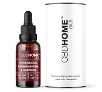 CBD HOME Oil 20% Con Ashwagandha y Azafrán - 30 ML - Base Aceite de MCT (Coco) y Cañamo Ecologico - Enriquecido con 20% CBD Puro - CBD Certificado 6000 mg.