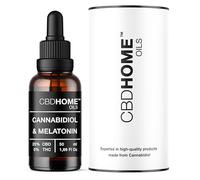 CBD HOME Oils - CBD Oil 20% 50 ml + Melatonina (Isolated) - Aceite de Coco (MTC) y Cañamo Ecológico Enriquecido con 10.000 mg de CBD Puro y Omega 3-6-9. Aceite CBD Certificado - Fabricado UE