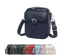 CBFGGOEUDFBS Bolso Bandolera de Piel for Mujer, Nuevo Bolso Mensajero de Doble Capa y Gran Capacidad (Modelo 2025), Bolso antirrobo Tipo Bandolera.(Dark Blue)