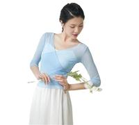 CBFGGOEUDFBS Flamenco Skirt for Women 720 Degree Full Circle Swing Skirt Spanish Dance Costume Adult Flowy Ruffled Layered Skirt for Performances Halloween Party Red Crayon Theme Outfit(Blue Top_L)