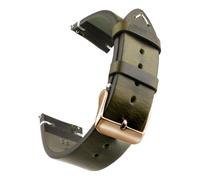 CBFMFVFROR Correa De Reloj De Cuero, Correas De Reloj De Liberación Rápida De 18 Mm/19 Mm/20 Mm/21 Mm/22 Mm/24 M, Apto for Samsung(Ink Green Rose Gold,18mm)