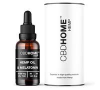 CBHOME Oils - Aceite de Semilla de Cáñamo 20% + Melatonina - 30 ml - Base de Coco y Semilla de Cáñamo Ecológico - Prensado en Frío - Sin Aditivos - 100% Vegetal - Certificado Ecológico UE