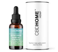 CBHOME Pets - Aceite de Oliva Virgen Extra + Aceite de Semilla de Cáñamo 5% - 30 ml - Apto para Animales: Perros y Gatos - Prensado en Frío - Sin Aditivos - 100% Vegetal - Certificado Ecológico UE