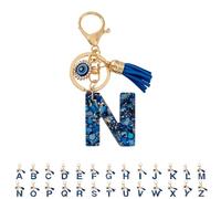 CBHTMY Llaveros Letras Iniciales Ojo Azul, Llavero Ojo Turco Personalizado con Letra, Llaveros Originales para Mujer y Niña, Porta Llaves Protección para Mochila y Coche