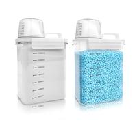 Cbilzxer Dispensador de Detergente,Dosificador Detergente Lavadora, Almacenamiento Reutilizable, Botellas Vacías en Polvo, Caja de Almacenamiento con Vaso Medidor (1800ml*2)