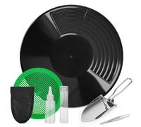 Cbilzxer Kit Batea Oro Profesional, (38.5 cm) Bandeja de Oro para Minería, Kit de Bandeja de Lavado de Oro, para Manual de Lavado de Oro Sistema para minería de Lavado de Oro Bandeja (Negro)