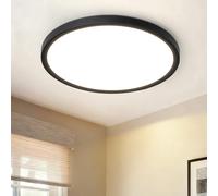 CBJKTX Plafonnier LED - Luminaire noir pour salle de bain, luminaire plat de 18 cm pour cuisine, luminaire rond pour chambre à coucher