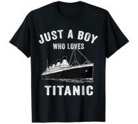 CBKSARTT Just-A-Boy-Who-Loves-Titanic-Ship-Lover-Kids-T-Shirt