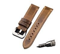 CBLDF Correa De Reloj De Cuero Hecha A Mano 20 21 22 23 24 26 MM Doblada Por La Mitad For Hacer Una Correa De Cuero De Capa Superior Suave Estilo Retro Compatible Con PAM111 (Color : B silver buckle