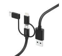 Cble chrg mult. 3 en 1, USB-A - micro-USB, USB-C y Lightning,1,5m, nr