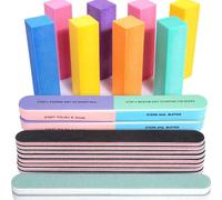 CBMZHF 20 limas y pulidores de uñas, grano 100/180, 400/4000, kit de herramientas de manicura profesional, herramientas rectangulares para el cuidado del arte, bloque de amortiguación de 7 maneras