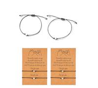 CBMZHF Juego de 4 pulseras a juego de amistad y pareja, ajustables, hechas a mano, pulseras de promesa para relaciones a larga distancia, regalos del día de San Valentín para mujeres, madres e hijas