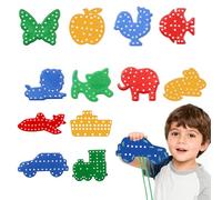 CBMZHF Juguetes Montessori con cordones adecuados para niños de 3 a 5 años, 12 bloques y cuerdas, actividades educativas de habilidades motoras finas, juguetes de aprendizaje con cuerdas, juguetes