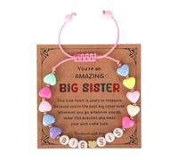 CBMZHF Pulsera de hermana grande, multicolor, ajustable, con forma de estrella, para niñas, regalo con tarjeta, elegante joyería para hermanas, accesorio de regalo de cumpleaños, One Size, Metal