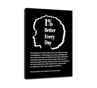 CBQZCHWDKT 1% Better Every Day Motivational Canvas Wall-Art Poster Inspirational Quotes for Office Entrepreneurs Home Bedroom Classroom Decor(Unframed,16x24inch(40x60cm))