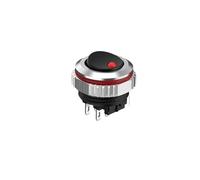 CBQZCHWDKT 16MM Round Rocker Switch, high Current 7A, 2NO/2NO2NC Optional, Chrome-Plated Button or Oxidized Black Button Optional 5-24V 2 Positions(4pin R(Black Key),2NO)
