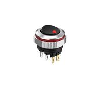 CBQZCHWDKT 16MM Round Rocker Switch, high Current 7A, 2NO/2NO2NC Optional, Chrome-Plated Button or Oxidized Black Button Optional 5-24V 2 Positions(6pin R(Black Key),2NO2NC)