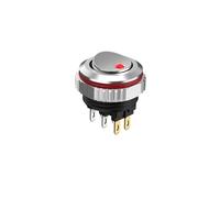 CBQZCHWDKT 22MM Round Rocker Switch, high Current 16A, 2NO/2NO2NC Optional, Chrome-Plated Button or Oxidized Black Button Optional 5-24V 2 Positions(6pin R(Silver Key),2NO2NC)