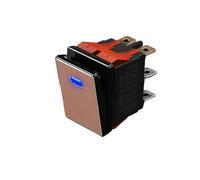 CBQZCHWDKT 2822-3 Gear with Red/Green/Blue Light Waterproof KCD6 Rocker Aluminum Brushed Panel High-Gloss Edge Metal Boat Switch(B-(Golden P) 2-Speed,9-24V)