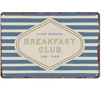CBQZCHWDKT Aluminum Metal Sign Vintage Morning Club Hours 7AM 10AM Retro Striped Wall Decor for Cafe Kitchen and Coffee Bar (8 X 12 in)