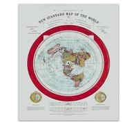 CBQZCHWDKT Antique Flat Earth Map Art - 1892 World Chart Poster Historical Reproduction Vintage Wall Decor for Office Study Conversation Piece(Framed,08x12inch(20x30cm))
