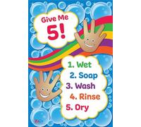 CBQZCHWDKT Colorful Hand Washing Poster for Children - Easy-to-Follow Steps Sign, Bathroom Wall Art for Toddlers, Preschool & Elementary School Classroom(Framed,08x12inch(20x30cm))
