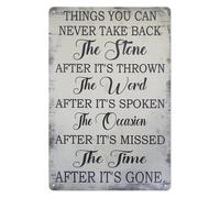 CBQZCHWDKT Distressed Vintage Sign Metal Tin Inspirational Quote About Life Things You Never Take Back Wall Decor for Home 8 X 12 inch