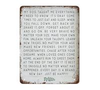 CBQZCHWDKT Funny Dog Quote Metal Tin Sign My Dog Taught Me Everything Vintage Retro Wall-Art for Pet Lover Home Office Bar Decor 8 X 12 in