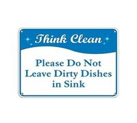 CBQZCHWDKT Funny Metal Sign Dirty Dishes Rule Sink Cleanliness Humor Wall Plate for Man Cave Basement 8 X 12 inch