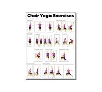 CBQZCHWDKT Gentle Senior Chair Yoga Practice Art Print - Illustrated Daily Routine Poster for Mobility & Relaxation, Supportive Wall Decor for Any Room(Framed,12x18inch(30x45cm))
