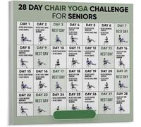 CBQZCHWDKT Gift for Active Seniors - 28 Day Chair Yoga Journey Poster, Gentle Exercise Guide & Wall Art, Perfect for Parents, Grandparents, and Caregivers(Framed,08x12inch(20x30cm))