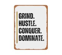 CBQZCHWDKT Grind Hustle Conquer Dominate Workout Metal Sign Motivational Wall-Art for Garage Gym Home Office 8 X 12 in
