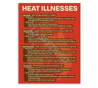 CBQZCHWDKT Heat Illnesses Complete Educational Guide Poster Infographic Symptoms Prevention Canvas Wall-Art for Workplace Clinic(Unframed,08x12inch(20x30cm))