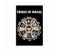 CBQZCHWDKT Historical Chart: The 12 Tribes of Israel - Biblical Genealogy & Territory Map, Educational Wall Art Print for Academic Study, Theology Library & Research(Unframed,08x12inch(20x30cm))