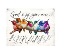 CBQZCHWDKT Hummingbird Joy Scripture Wall Decor - The Lord Has Done Great Things Print on Canvas, Colorful Christian Art for Living Room or Prayer Room(Framed,12x18inch(30x45cm))