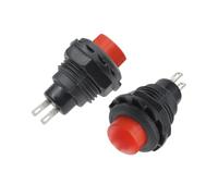 CBQZCHWDKT Interruptor de botón corto DS-502 de 6 piezas, 12 mm, cabeza redonda, autorreinicio, sin bloqueo, 2 A, 125 V CA, normalmente abierto, rojo