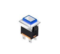 CBQZCHWDKT Kcd1 Led Metal Push Button 2NO 4pins Square Switch 250v 15A Green Red Waterproof and Dustproof Grade Up to IP65 High Brightness LED lamp Cool(Blue LED,Latching 220V)