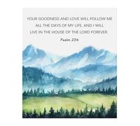 CBQZCHWDKT Psalm 23:6 Wall Art - Surely Goodness & Mercy Follow Me, Inspirational Bible Verse Print for Christian Home Decor (Framed,12x18inch(30x45cm))