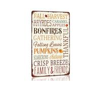 CBQZCHWDKT Rustic Thankful Sign Vintage Metal Tin Wall-Art for Fall Harvest Home Decor Farmhouse Wall or Coffee Shop 8 X 12 inch