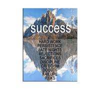 CBQZCHWDKT Snow Mountain Canvas Wall-Art Success Motivational Quotes Inspirational Poster for Gym Home Office Bedroom Ready to Hang(Framed,12x18inch(30x45cm))