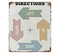 CBQZCHWDKT Vintage Directions Education Poster Left Right Tin Sign Retro Classroom Wall-Art Early Learning School Decor 8 x 12 in