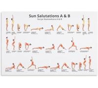 CBQZCHWDKT Yoga Sun Salutation Sequence Chart - Illustrated Meditation & Practice Poster, Framed Canvas Art for Modern Home Decor(Unframed,16x24inch(40x60cm))