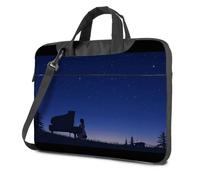 CBRT Bolsa para laptop para mujer, diseño de silueta de una persona tocando un piano de cola bajo una noche estrellada, bolsa de viaje para laptop, color, 26x36cm, Bohemio