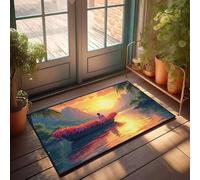 CBRT Divertida alfombra de baño con texto en inglés "A person Sits In A Boat Adorned with Flowers Doormat Small Welcome Felpudo para exteriores (65 x 90 cm)