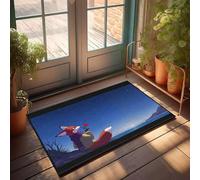CBRT Divertida alfombra de baño con un zorro sosteniendo una rosa mirada en las estrellas, felpudo pequeño felpudo de bienvenida para exteriores (65 x 90 cm)