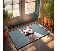 CBRT Divertido tapete de baño con texto en inglés "A Happy French Bulldog with Its Tongue Out Doormat Tiki Bar Decoration" (50 x 80 cm)