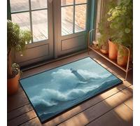 CBRT Felpudo de otoño para exteriores, un faro que se mantiene alto en medio de olas rompiendo, felpudo absorbente para interiores y festividades (40 x 60 cm)