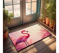 CBRT Felpudo divertido con diseño de flamenco rosa con un palo en su pico, felpudo para otoño al aire libre para zapatos junto a la puerta (50 x 80 cm)