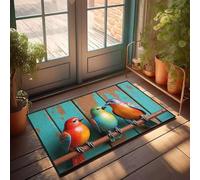 CBRT Felpudo para exteriores, tres pájaros coloridos posados en una rama, felpudo de entrada, para interiores y exteriores (40 x 60 cm)